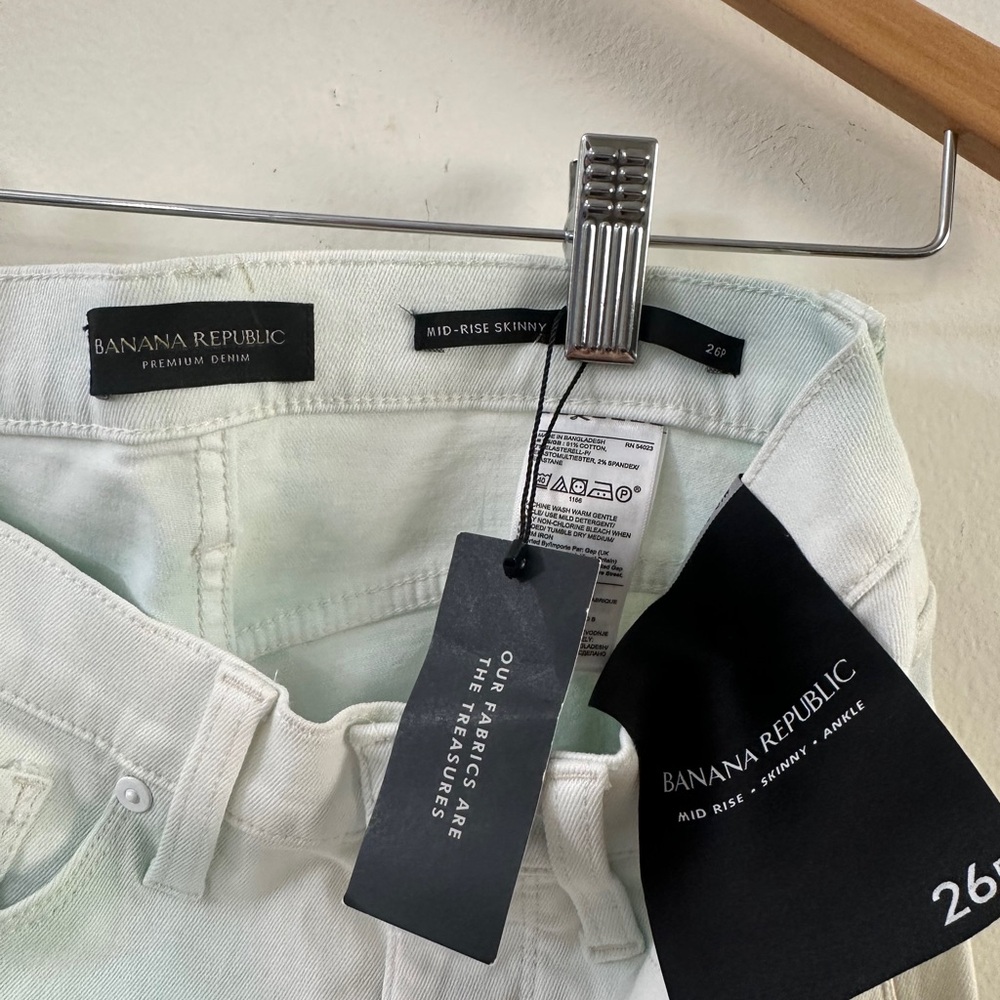 BANANA REPUBLIC Tie Dye Seafoam Mid-Rise Skinny SIZE 26P PETITE 4 Stretch Color - Picture 11 of 12